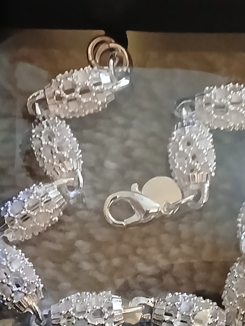 Silver 925 Sterling Texted Link Bracelet